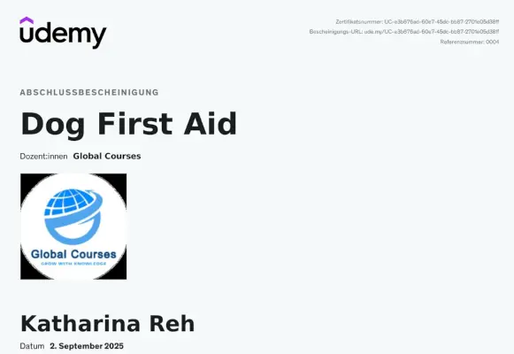 Zertifikat ErsteHilfe für Hunde